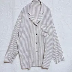 コルディア　ストライプ 長袖シャツ　絹100 ワールド