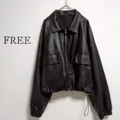 フェイクレザージャケット 黒 FREEサイズ オーバーサイズ 韓国