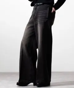 CLEL ヴィンテージデザインフレアデニム ブラックブラウン