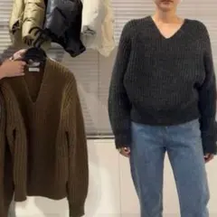 美品　MARW UNITED ARROWS Vネック畔ニット ざっくり