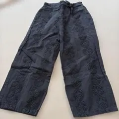 刺繍入り ロングパンツ ブラックのサムネイル