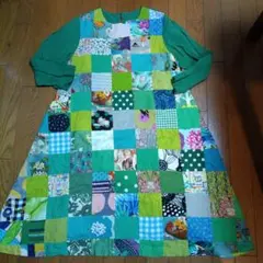 ハンドメイド　パッチワーク　ワンピース　美品