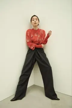 田中みな実×CLANE TUCK HERRINGBONE SLACKS GRAY