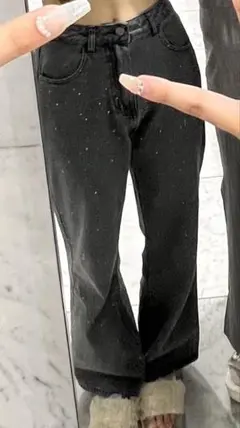 グレー ラメ　デニムパンツのサムネイル