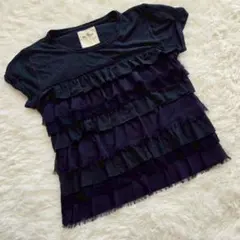 【HOLLISTER（ホリスター）】S 紺系 フリル 半袖 カットソーのサムネイル