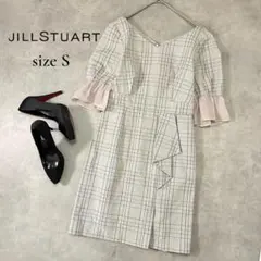 JILLSTUART チェックワンピース グレー系 S相当 きれいめ 通勤