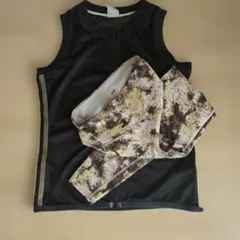 adidas メッシュタンクトップ 黒と迷彩★スパッツセット