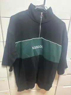 KANGOL ハーフジップ スウェット ブラック グリーン Lのサムネイル