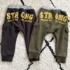 西松屋　裏起毛長ズボン　90cm 2着セット　チャコールグレー　カーキ