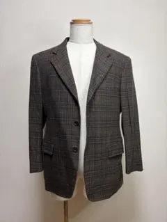 ring jacket ブラウンウインドウペーン3ボタンイージージャケット 