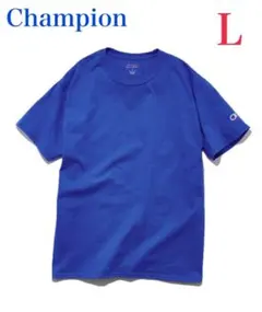 【美品】Champion コットン ワッペンTシャツ L ロイヤルブルー