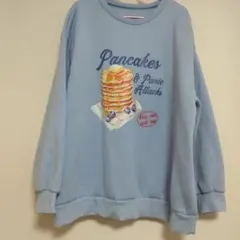 パンケーキ プリント スウェット ライトブルー　４L