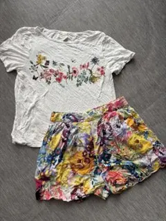 H&M 花柄セットアップ トップス ハーフパンツのサムネイル