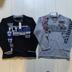 長袖カットソー トレーナー 140cm 黒 グレー2枚セット 新品未使用