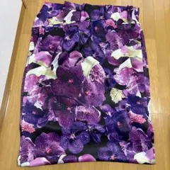 WING BEAT 紫花柄遮光カーテン2枚 G1659