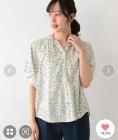 【新品タグ付】【グローバルワーク】さらさらリラックスプリントブラウス　半袖