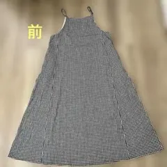 サマンサモスモス 黒ギンガム　ロングキャミワンピース