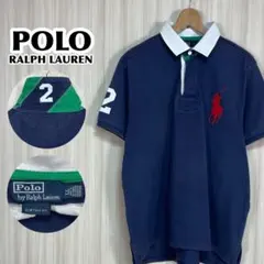 ☆misa様☆ポロバイラルフ ビッグポニー ゼッケン 半袖ラガー LL ネイビー