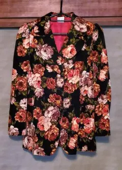 【ビンテージ古着】昭和レトロ 花柄ジャケット【厚手 コーデュロイ】