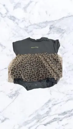 ヒョウ柄チュール付きロンパース 70-80cm