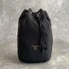 PRADA プラダ 巾着 ポーチ 三角プレート ナイロン Gカード付 MV369