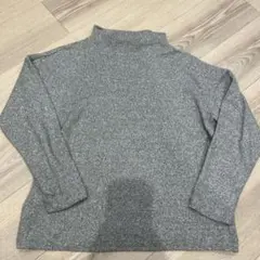 ブラッシュドジャージーモックネックTシャツ ハイネック長袖 グレー ユニクロ M