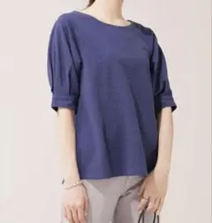 Nano universe カットサッカータックスリーブブラウス 半袖