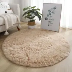 円形 ラグ カーペット シャギーラグ ふわふわ 北欧風　40×40 ベージュのサムネイル