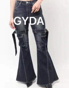 GYDA ハイウエスト strap cargo designフレアデニムパンツ
