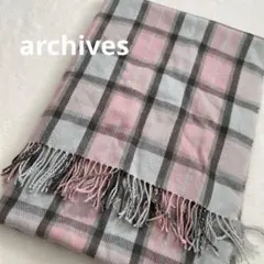 匿名配送⬛︎archivesアルシーヴ★マフラー★ピンク グレー チェックのサムネイル