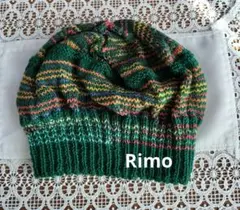 手編みニット帽　ニットキャップ　オパール毛糸　ソックヤーン　opal