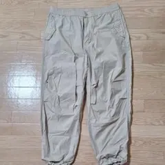 ベージュ カーゴパンツ ゴム入り裾