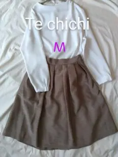 テチチ　M　膝丈スカート　フレア　茶色