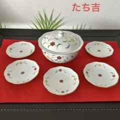 たち吉 花からくさ 蓋物＆豆皿5枚　合計6点セット 和食器 伝統工芸のサムネイル