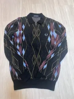 美品 FRED PERRY フレッドペリー アーガイル調 ジャガード Tシャツ 