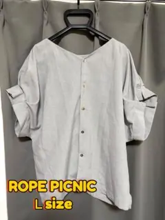 ROPE PICNIC半袖 ブラウス ライトグレー ボタンデザイン