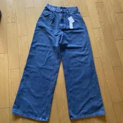 Heather ハイウェストデニムワイドパンツ M