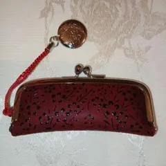 印伝　未使用★赤い花柄印鑑ケース 日本製