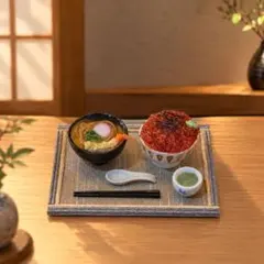 1点物ミニチュア いくら丼 天ぷらそば 和食セット ドールハウス