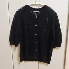 theory luxe メッシュカーディガン 五分袖　ARCANA 黒　透け感のサムネイル