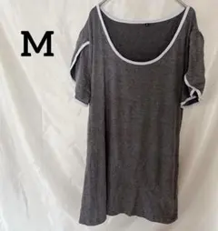 美品✨【M】チュニック 半袖　グレー　スポーティー　レディース
