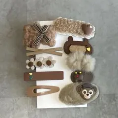 まとめて10個　ダッフィー　ブラウン　フワフワ　ヘアクリップ　ヘアピン