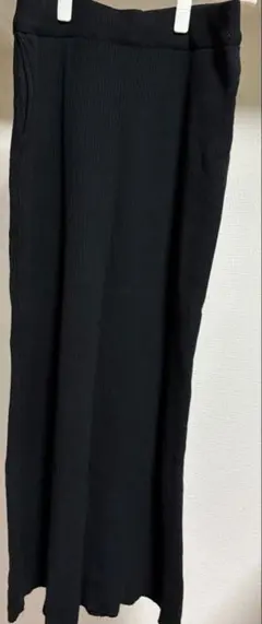 マタニティ　リブ編みサイドプリーツロングスカート Lサイズ