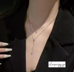 高級✨2連czジルコニアネックレス ゴールド　高品質サージカルステンレス 金アレ