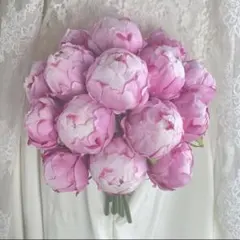ウェディングブーケ 芍薬 ピオニー 直径23センチ ブートニア付き