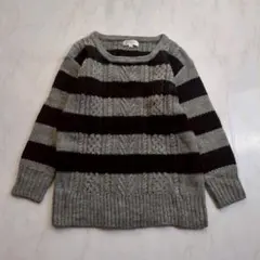 ミッシェルクラン　ボーダー柄ニットセーター　38 M相当　ダークカラー