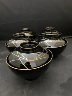 お椀　お吸い物碗　蓋付　５客　樹脂