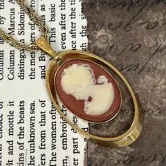シェルカメオヴィンテージペンダント 貴婦人横顔 CAMEOネックレス60cm 