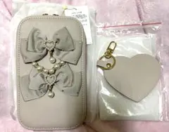 ROJITA ノベルティ ハートビジューリボンマルチ ミニショルダー ピンク