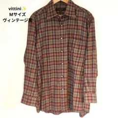vittini✨️/M/長袖シャツ/チェック柄/赤茶色/日本製/ヴィンテージ